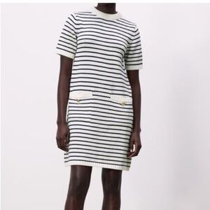 Zara Black and White Striped Mini Dress